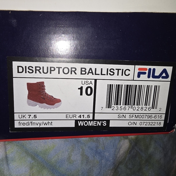 Fila Disruptor Ballistic Red Mesh High Top Sneakers Size 10 - Picture 6 of 10